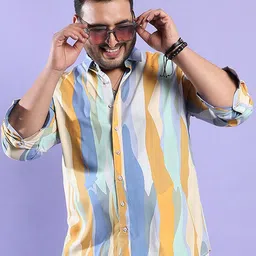 Instafab Plus Men Plus Size Classic Striped Casual Cotton Shirt-86