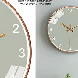 Star work Grey & Gold-Toned Contemporary Analogue Wall Clock-58