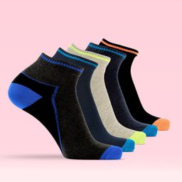 LUX MOZZE  Pack Of 5 Assorted Ankle-Length Socks-image-19
