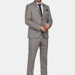 Blackberrys Men Grey Solid Slim-Fit Single-Breasted Formal Suit-image-61