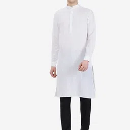 JADE BLUE Men Mandarin Collar Cotton Blend Modi Straight Kurta-45