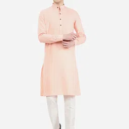 JADE BLUE Men Mandarin Collar Kurta-image-11