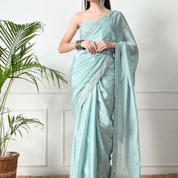 Pionex Sequinned Pure Chiffon Saree-picture-12