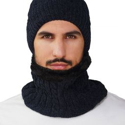 iSWEVEN Self Design Woollen Beanie Caps with Neck Warmer-44