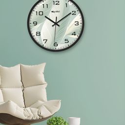 OLIVE TREE Black & Green Printed Round Shaped Contemporary Analogue Wall Clock-27