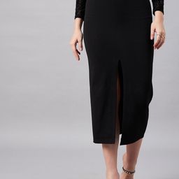 Orchid Blues Front Slit Pencil Midi Skirt-image-1