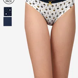SOIE (Pack of 3) Mid Rise Medium Coverage Solid and Printed Cotton Stretch Brief-0