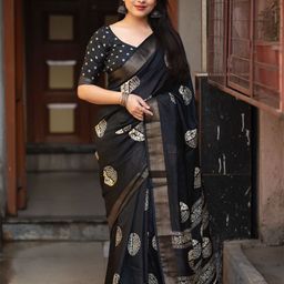 STAVA CREATION Geometric Printed Zari Saree-image-8