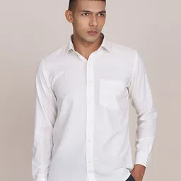 TAHVO Men Off White Comfort Slim Fit Formal Shirt-image-55