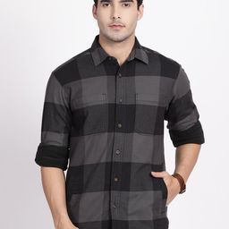 t-base Checked Spread Collar Cotton Casual Shirt-picture-8
