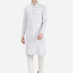 JADE BLUE Men Mandarin Collar Cotton Blend Modi Straight Kurta-picture-41