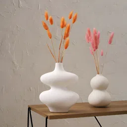 PUREZENTO Set of 2 White Solid Infinity Oreo Vases-6