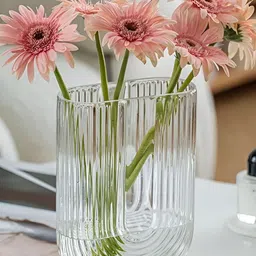 BS AMOR Transparent Ribbed Textured U-Shaped Glass Vase-image-40