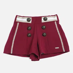 One Friday Girls Burgundy Low-Rise Shorts-image-93