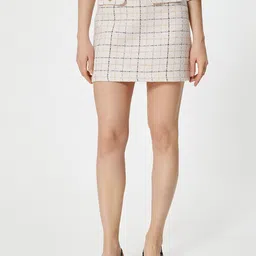 Koton Checked Pencil Mini Skirt-30