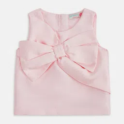 Pantaloons Junior Girls Pink Pure Cotton Top with Bow Detail-picture-28