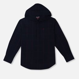 Gini and Jony Boys Navy Blue Checked Casual Shirt-image-41
