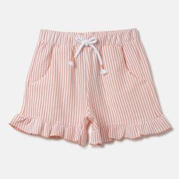 United Colors of Benetton Girls Vertical Striped & Ruffled Cotton Shorts-image-48
