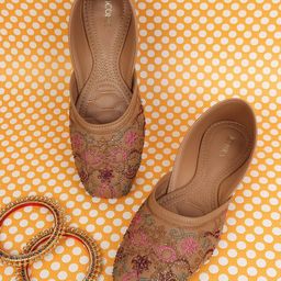 ICONICS Women Brown Printed Ethnic Mules with Bows Flats-image-31