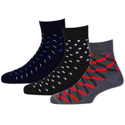RC. ROYAL CLASS Men Pack Of 3 Patterned Ankle Length Cotton Socks-9