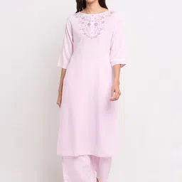 BLANC9 Women Purple Embroidered Kurta-20