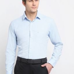 Cantabil Men Blue Self Design Cotton Original Formal Shirt-image-21