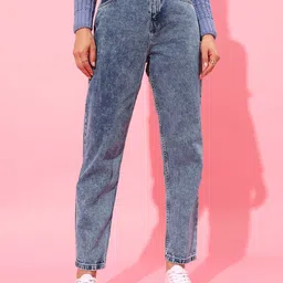 STREET 9 Women Gorgeous Blue High-Rise Mom Fit Cropped Jeans-image-115