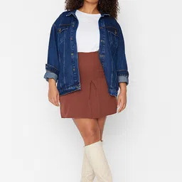 Trendyol Women Plus Size Straight Mini Skirt-image-26