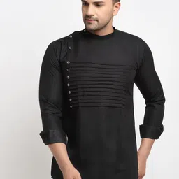 Kaifoo Pure Cotton Madarin Collar Short Kurta-image-50