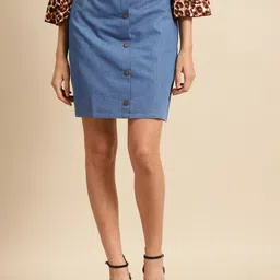 DODO & MOA No Slit Denim Mini Pencil Skirt-picture-46