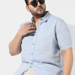 Instafab Plus Plus Size Classic Striped Cotton Casual Shirt-image-6