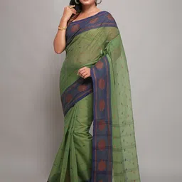 WoodenTant Ethnic Motifs Woven Design Pure Cotton Taant Saree-picture-40