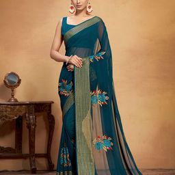 Sangria Embroidered Butta Georgette Saree image 2