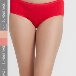 FashionRack Women Pack Of 3 Assorted Printed Cotton Hipster Briefs-image-99