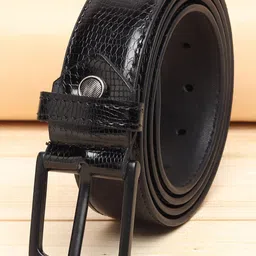 ZORO Men Black Textured PU Belt-image-52
