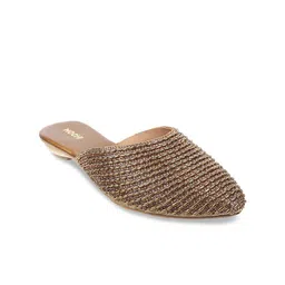 Mochi Women Gold-Toned Embellished Mules Flats-image-79