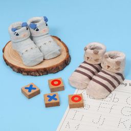 Yellow Bee Infants Boys Pack Of 2 Patterned Cotton Anti Skid Socks-61