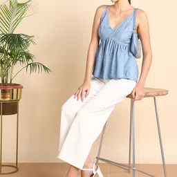 HERE&NOW Floral Printed Shoulder Straps A-Line Top-image-93