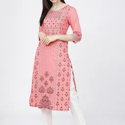 Vishudh Women Coral Ethnic Motifs Printed Kurta-picture-21