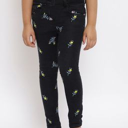 TALES & STORIES Girls Black Slim Fit Slash Knee Stretchable Jeans-21
