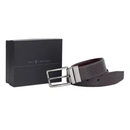 THe VerTicaL Men Textured Genuine Leather Reversible Formal Belt-image-45