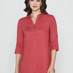 Bonjour Solid Pattern V- Neck Kurti-picture-16