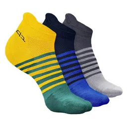 Heelium Men Pack Of 3 Striped Odour-Free & Breathable Bamboo Ankle-Length Socks-image-47