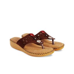 BLINDER Women Brown Laser Cuts Flats-image-4