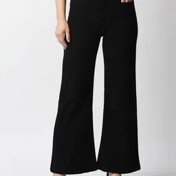 High Star Women Black Wide Leg High-Rise Stretchable Jeans-image-35