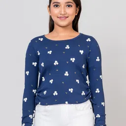 BAESD Girls Floral Printed Round Neck Opaque Regular Dress-image-5