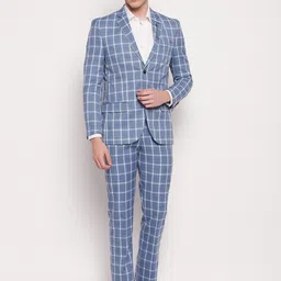 Cantabil Men 2 Pieces Checked Linen Single-Breasted Formal Suit-image-7