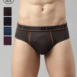 DIXCY SCOTT Men Pack Of 5 Solid Pure Cotton Basic Briefs DSO-REPLAY BRIEF-P5-image-53