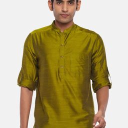 indus route by Pantaloons Men Olive Green Solid Kurta-image-66