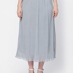 LELA Printed Pleated Georgette Midi A-Line Skirt-image-16